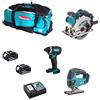MAKITA Kit 18V MSB3P2B (DJV180 + DSS610 + DTD152 + 2 x 5,0 Ah + DC18RC + Trolley)