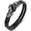 Fachoice Bracciale in pelle di drago avvolto per uomo gotico drago intrecciato bracciale cinese punk animale gioielli per uomo