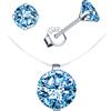 MICGIGI Donna Collana in argento 925 Collana con ciondolo in zirconia cubica da 8 mm Collana a catena in nylon trasparente con orecchini da 6 mm