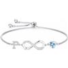 Turandoss Braccialetto Infinity da donna e ragazza, placcato in oro bianco 14 carati, con zirconia cubica, regolabile, con lettere dalla A alla Z, regalo di compleanno per donne, ragazze, fidanzate