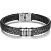 kaululu Bracciale Pelle Uomo Personalizzato in Argento con Famiglia Coppia Nomi Incisione Braccialetti Uomo con Nomi per Padre Fidanzato Migliore Amico Personalizzati Bracciali