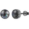 REDSUN Orecchini rotondi in argento sterling 925 e nero, orecchini vichinghi, rotondi, piccoli, ipoallergenici, da uomo, donna, onice, malachite, gioielli unisex, uomini, ragazzi, regalo di compleanno