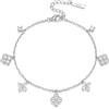 PHNIBIRD Bracciale Quattro Foglie Trifoglio Donna Incastonato Zircone Cubico Regolabile Colore Argento e Varianti Colore Gioiello Regalo di Compleanno per Lei 17+3 cm