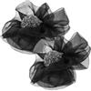 ibasenice Clip per Scarpe Fiore Rosa Rimovibili 2 Pezzi Nero per Tacchi | Lega di Zinco e Tessuto, per Feste e Matrimoni, Decorazione Doppia Design Staccabile