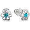 butterfly Orecchini Da Bambina In Argento Sterling Con Cristallo Ornamentale In Forma Di Fiore