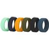 Flongo Anelli in silicone da uomo, 8 mm di larghezza, in gomma elastica, set di 6 anelli sportivi e da lavoro, comodi anelli nuziali per uomini, per allenamento e fitness, taglia 57