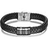 kaululu Bracciale Pelle Uomo Personalizzato in Argento con Famiglia Coppia Nomi Incisione Braccialetti Uomo con Nomi per Padre Fidanzato Migliore Amico Personalizzati Bracciali