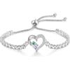 kaululu Bracciale Personalizzato Donna con Nomi Inciso Bracciale Regolabile con Pietra Natale Incisione Regalo per Mamma, Nonna