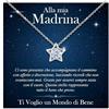 Bramart Collana Madrina Stella Donna con Pietra di Zirconia Cubica e Finitura Oro Argento Regali per lei Idea Regalo per Madrine Natale Compleanno Battesimo Comunione Cresima - Cofanetto con DEDICA incluso.