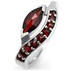 Vagmine Jewel Fede Nuziale In Argento Sterling 925, Anello In Argento Con Pietra Preziosa Granato Naturale Taglio Marquise