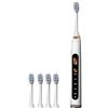 BNEI Spazzolino elettrico sonico, 5 modalità, ricarica USB, 4 testine intercambiabili, bianco/nero/blu/verde/oro (White)