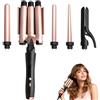 Ghekkli Curler per capelli 5 in 1, ferro arricciacapelli con diversi accessori da 22 mm, morsetto dritto da 25 mm, morsetto a tre pezzi | 19 mm, 25 mm, 19 mm, 19 mm, 160 °C a 230 °C, per capelli corti e
