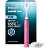 Philips Sonicare Spazzolino elettrico serie 4100, spazzolino sonico con sensore di pressione, 3 livelli di intensità, funzione EasyStart, SmarTimer e QuadPacer, autonomia di 14 giorni, rosa brillante