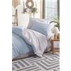 Nuit Des Rêves Set trapunta XXL (155 x 220 cm), colore blu chiaro e grigio, 65% cotone, 35% poliestere, lavabile in lavatrice, 120 thread Count, Button & Envelope Closure Cozy Bedrooms