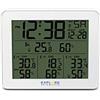 Explore Scientific WSH4003 Stazione Meteo Radio-Controllata con Allarme, Display retroilluminato blu con temperatura/umidità int/ext, Memorizza storico dati, 3 sensori inclusi, Bianco