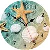 TAHEAT 30 cm Marino Conchiglia Stella Orologio da parete, Rotondo Silenzioso Non ticchettio Decorazione Orologi, Legno Orologio da parete per Camera da letto/Soggiorno/Cucina/Bagno