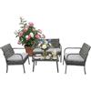Relaxdays Set da giardino, 4 pz, rattan sintetico, panca 2 posti, 2 sedie & tavolo, grigio