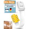 MUTKIND® 12x Blocca Cassetti per Bambini - Flessibile (Adesivo TESA) | Lunghezza Regolabile, Chiudi Cassetti Bambini - Chiusura Cassetti per Bambini - Chiusure Sicurezza Bambini - Blocca ante