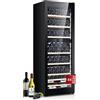 Kalamera Frigorifero per Vino (Casa/Bar) - 266 Litri (84 Bottiglie), 2 Zone Raffreddamento 5-10°C/10-18°C, Illuminazione LED Interna, Porta in vetro nero e acciaio inossidabile, KRC-266BFG