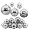 VEVOR Sfere da Discoteca a Specchio 80/100/150/200/300 mm Colore Argento, Confezione da 17 Pezzi con Anello per Appendere, per Decorazioni Feste Palcoscenic, 2 Dimensioni di Piastrelle Riflettenti