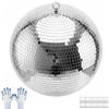 VEVOR Sfera da Discoteca a Specchio da 400 mm Colore Argentato Riflettente, Anello Appendibile, Ideale per Feste Decorazioni per la Casa, 2 Dimensioni di Piastrelle in Vetro, per Matrimoni e Musica