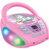 Lexibook Unicorno - Lettore CD Bluetooth per bambini - Portatile, Effetti multicolore, Jack per microfono, AUX IN, AC o batterie, Ragazze, Ragazzi, Rosa, RCD109UNI