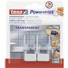 tesa Ganci Powerstrips - Trasparenti/bianchi - Capacità di Tenuta 1 Kg | 2 Ganci da Parete Autoadesivi in Plastica - per Vetro, Piastrelle, Legno, Plastica e Altre Superfici