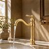 Normodic Rubinetto retrò bronzo, miscelatore monocomando con asta girevole a 360°, beccuccio lungo curvo, ad arco alto, acqua fredda e calda, miscelatore monocomando per bagno