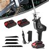 0℃ Outdoor Sega a Gattuccio, 21v Sega a Gattuccio a Batteria con 4 Lame per Sega, 2 Batterie, Velocità Infinitamente Variabile, Interruttore di Sicurezza, Ideale per il Taglio di Legno e Metallo,268VF