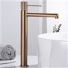 NOLUXA IMEX - Rubinetto Lavabo Oro Rosa Bocca Alta | Miscelatore Bagno Acqua Fredda/Calda | Monocomando Effetto Cascata Bocca Ottone, Risparmio Idrico | Serie Line | Colore Oro Rosa Spazzolato