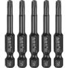 QUARKZMAN 5Pz T20 Security Torx Head Screwdriver Bit 1/4 Hex Shank 2 (50mm) Long Magnetic Tamper Proof 6 Point Star Screw Driver Drill Bit S3 Steel Mirror Polished Power Tool With Hole