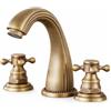 MotiveTech Rubinetto Lavabo Antico, Miscelatore Lavello, Doppio Comando | Rubinetto 3 Fori Lavabo con Due Manopole in Rame, con Finitura Bronzo Spazzolato, Aspetto Elegante