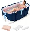 SunshineFace Vasca da bagno pieghevole per adulti, portatile, pieghevole, per esterni e | Spa - Vasca da bagno con isolamento a 6 strati, tubo, mobile autoportante, per doccia, giardino, terrazza, 140 x 60 x 50 cm