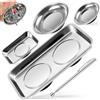 PENRUNKA Set di 5 Vassoio Attrezzi Magnetico in Acciaio Inox con Strumento Calamita Telescopica 3 Ib et 2 Forme Vassoio Parti Magnetiche, Strumenti Magnetici per Viti, Piccole Parti, Officina Meccanica, Garage