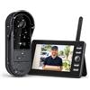 TKMARS Campanello senza fili con telecamera esterna IP65 impermeabile senza WiFi, 2,4 GHz, videocitofono wireless con fotocamera e schermo da 4,3, grandangolo 170°, audio bidirezionale, visione notturna