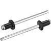 sourcing map Rivetti ciechi in alluminio, 3,2 mm x 5 mm (1/8 x 13/64) rivetti a testa piatta rotonda per unire piastra metallica in pelle, nero, 200 pezzi