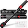 HYCHIKA BETTER TOOLS FOR BETTER LIFE HYCHIKA Chiave Dinamometrica 1/2" 40-220 Nm - Precisione ±2%, 72 Denti Doppio Senso, Sistema Click, con Adattatore 3/8", Prolunga e Bussole (17, 19, 21mm).