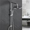 Görbach Colonna Doccia in Acciaio Inox senza Miscelatore, Set Doccia a Pioggia con Doccetta e asta doccia regolabile in altezza 74-114 cm, soffione 20 cm cromato