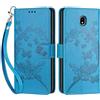 SIENIANLINE Cover per Samsung Galaxy J5 2017 custodia portafoglio Farfalla - Blu | 3 scomparti carte, 1 tasca banconote, Chiusura magnetica, Supporto, Pelle PU flip cover per Samsung J5 2017