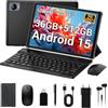 Generic Tablet 10.4 Pollici Android 15, 4G LTE+5G WiFi, 36GB RAM+512GB ROM (1TB TF), Octa-Core 2.0, 1920 * 1200, 8000mAh, 13MP+8MP, BT5.0, FHD, GPS, OTG, Tablet con Tastiera e Mouse - Nero