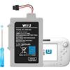 JUBOTY Batteria ricaricabile agli ioni di litio da 3600 mAh, 2026, per console di gioco Nintendo Wii U, WUP-010, WUP-012 (nero, grigio, Wii U, C)