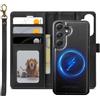 XTCASE Cover Portafoglio Pelle Magnetica per Samsung Galaxy S24 5G, Nero | Custodia Flip Libro PU Premium [Rimovibile 2 in 1] [Compatibile con Magsafe] [Slot per Scheda] [Chiusura Magnetica], Nero