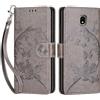 SIENIANLINE Cover per Samsung Galaxy J3 2017 custodia portafoglio Farfalla Grigio | 3 scomparti carte, 1 tasca banconote, Chiusura magnetica, Supporto, Pelle PU flip cover per Samsung J3 2017