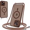 Pnakqil Cover Magnetica con Cordino per iPhone 16 Pro Max, Compatibile con MagSafe, Sottile con Laccio Collana Tracolla Regolabile AntiGraffio Case con Collana-Cachi