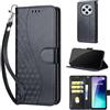 SIENIANLINE Cover per Xiaomi Redmi 14C / A3 Pro custodia portafoglio Nero | 3 scomparti carte, 1 tasca banconote, Chiusura magnetica, Supporto, Pelle PU flip cover per Xiaomi Poco M7 / C75