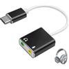 Rqkagf Scheda audio esterna USB C ad alta risoluzione, adattatore da tipo C a 3,5 mm con doppia presa jack, compatibile con Mac, Windows, Android e iOS, suono chiaro per microfono e cuffie, corpo compatto e