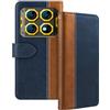 Shantime Custodia in pelle bicolore per Oukitel WP60 - Blu | 7.2 Custodia flip protettiva con portacarte, blocco RFID, supporto magnetico, profilo sottile da business