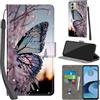 PHINIENLAND Cover per Motorola Moto G14 custodia portafoglio Farfalla | 3 scomparti carte, 1 tasca banconote, Chiusura magnetica, Supporto, Pelle PU flip cover per Moto G14