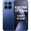 XIAOMI Smartphone 17T Pro, 12 GB + 512 GB, con Android, display da 6,83 pollici, 144 Hz, batteria al carbonio di silicio da 7000 mAh, fotocamera Leica 5X, blu scuro
