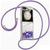 Ptny Cover per Samsung Galaxy Z Flip 6/ Z Flip 7FE Cover con Laccio, Trasparente TPU Glitter Sabbie Mobili Custodia con Laccio a Tracolla Cordino Regolabile per Samsung Galaxy Z Flip 6 Custodia, Viola